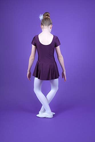 גוף גוף בלט בלט של Tanzmuster ® בנות - מרינה - עם חצאית לילדים - עשוי לייקרה מבריקה ואלסטית, שרוולים קצרים