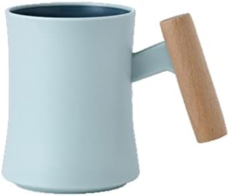 Idhya מודרני כוס שטיפת פה פשוט כוס צחצוח כוס יצירתי עם ידית עץ ניידת כפול פלסטיק כפול כוס שטיפה 5251 אפור