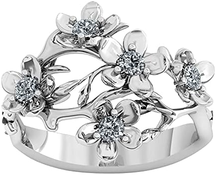 2023 חדש לנשים כסף תכשיטים טבעת ספיר לבן אירוסין פרחוני טבעות מתכוונן טבעת חבילה
