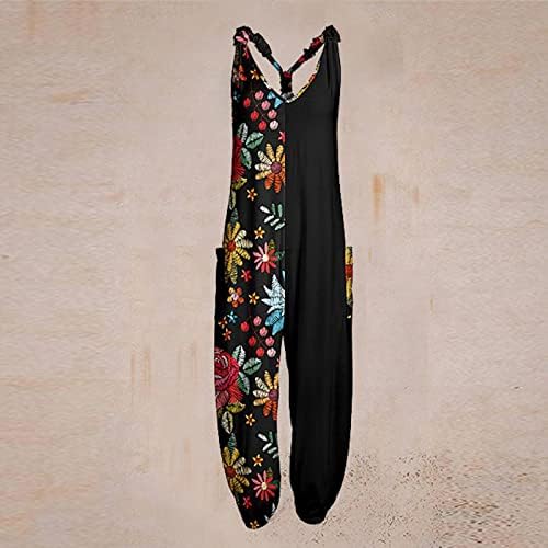 סרבל הרמון לנשים בוהו פרחוני חוף עניבה צבע סרבלים ללא גב אחורי