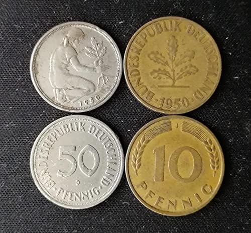 סט מטבעות אירופאי, גרמניה 1950 10 Pfennig 50 Pfennig מטבע כל אוסף מטבע