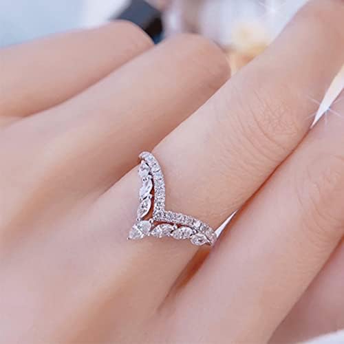 פשוט משובץ יהלומים זירקון בצורת נסיכת אירוסין מתנת הבטחת טבעת עם כרטיס תכשיטים עבור בני נוער