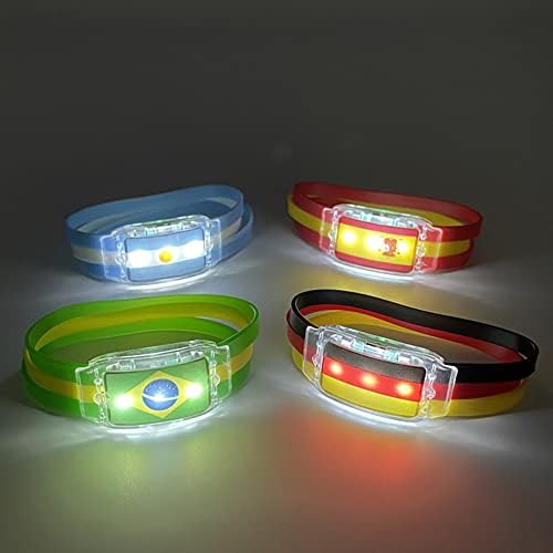 Kahopy LED LED צמיד פולט אור כוס כדורגל מריע תכשיטים צמיד דגל לאומי.