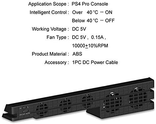 Myerzi PS4 Pro קירור מאוורר קירור סופר טורבו בקרת טמפרטורה עם כבל USB עבור 4 PS4 Pro Console Console אנכית מאווררי USB