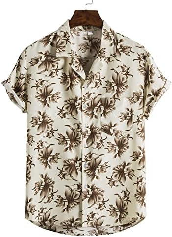 חליפות חוף 2 חלקים כפתור גברים במורד חליפות הוואי הדפס חולצה שרוול קצר ומכנסיים קצרים תלבושות חופשה מזדמנות בקיץ
