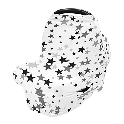 Yyzzh כוכבים שחור -לבן מונוכרומטי דפוס סגנון סקנדינבי סגנון מכונית מכונית למכונית תינוקות תינוקות חופה כיסוי כיסוי מנקה נושם צעיף חורף
