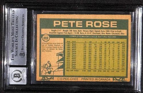 240 פיט רוז - 1977 כרטיסי בייסבול O -PEE -CHEE מדורגים BGS AUTO 10 - כרטיסי חתימה עם חתימות בלונות בייסבול