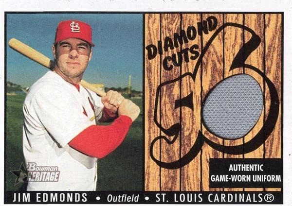 ג'ים אדמונדס שחקן Weld Goledy Patch Card Baseball Card 2003 Bowman Heritage Diamond Cuts DCJE - משחק MLB משומש גופיות