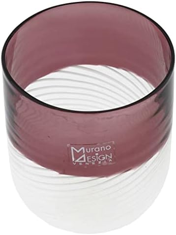 GlassOffvenice Filigrana Murano Glass Tumbler - סגול ולבן